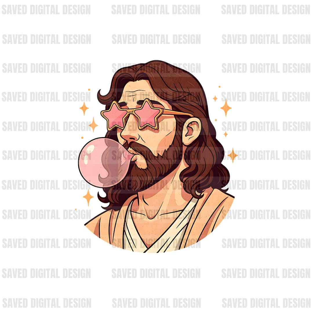 JESUS BLOWING BUBBLE GUM