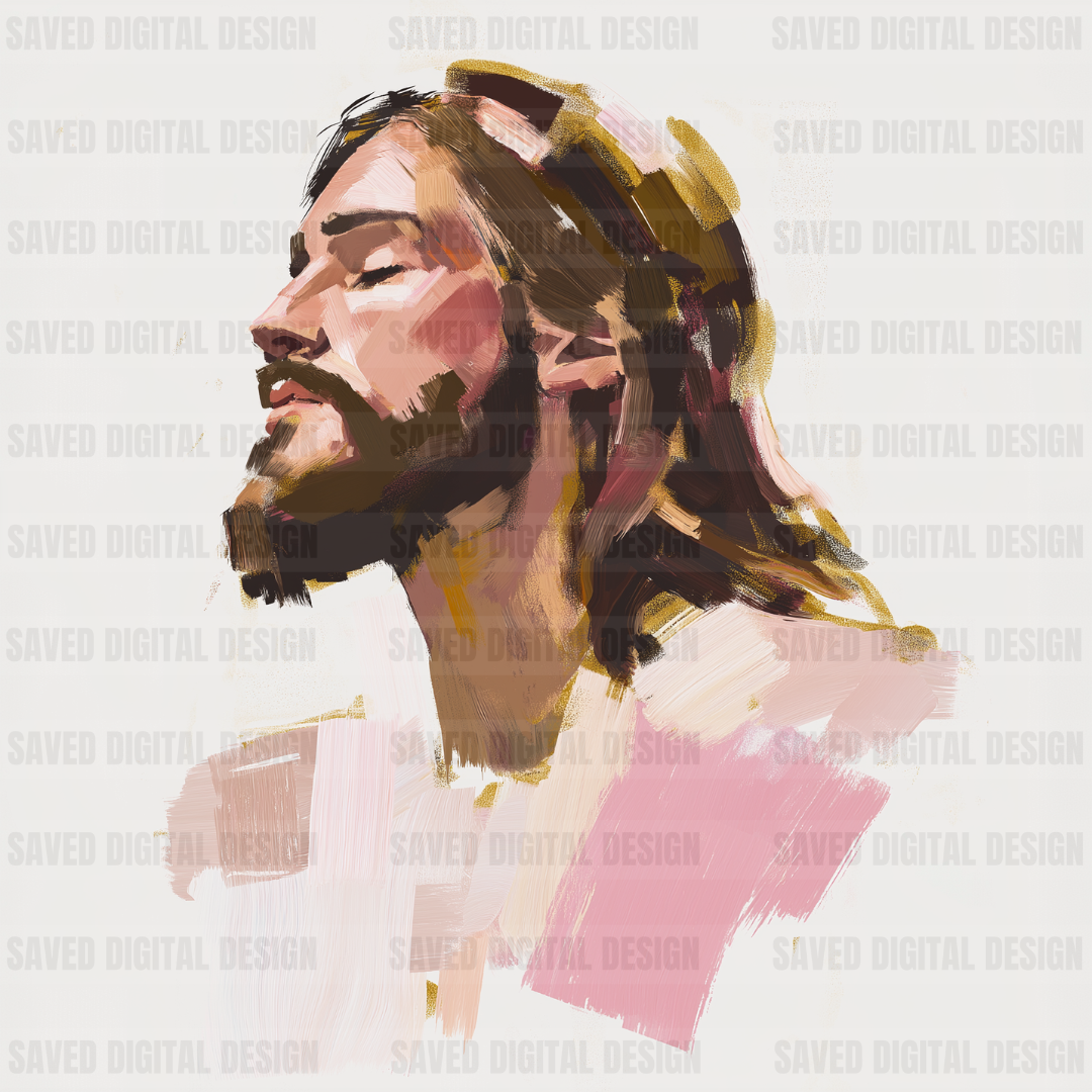 OIL PAINTED JESUS PORTRAIT PINK