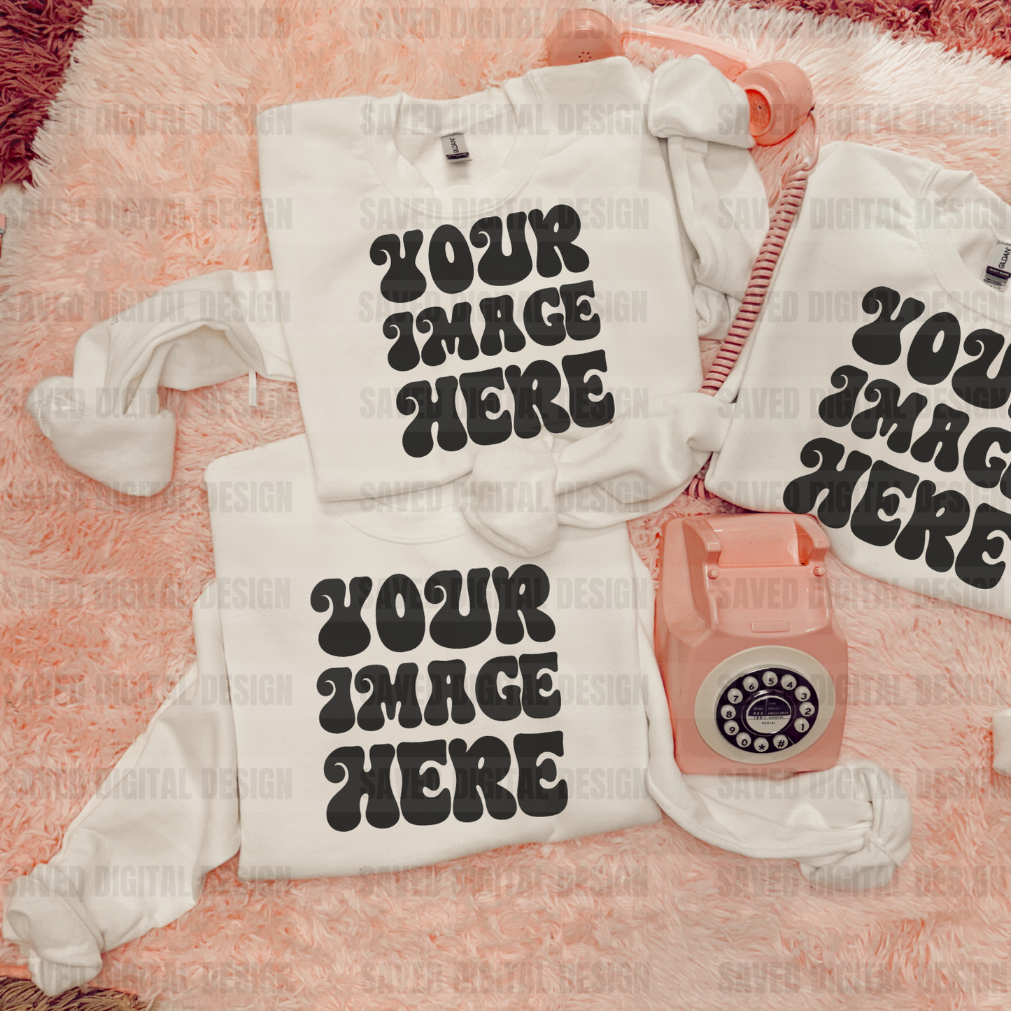 WHITE SWEATSHIRT MOCK OF 3 GILDAN