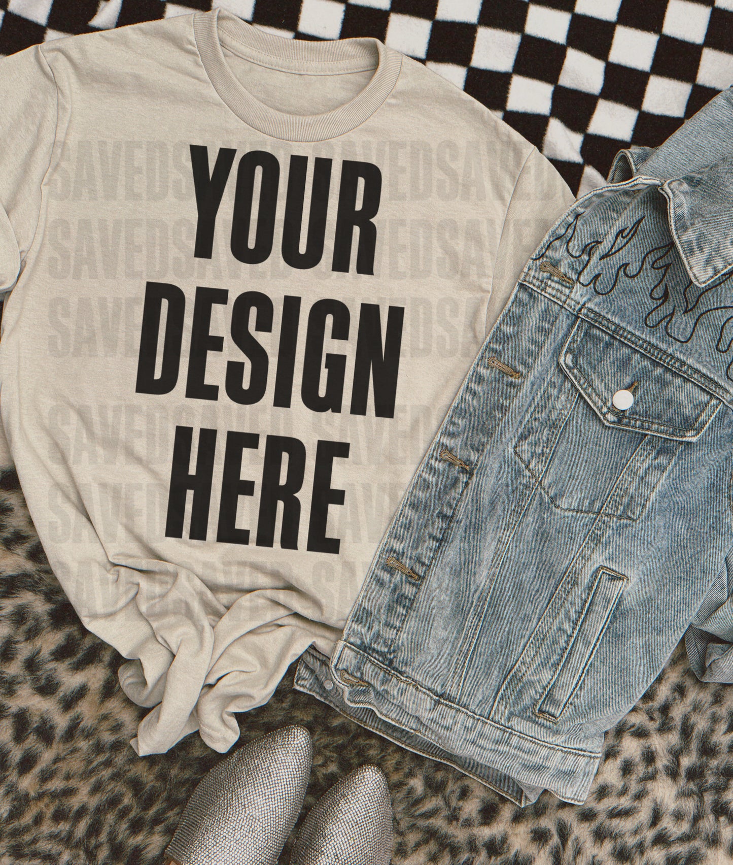 SAND TEE WITH FLAME JACKET MOCK