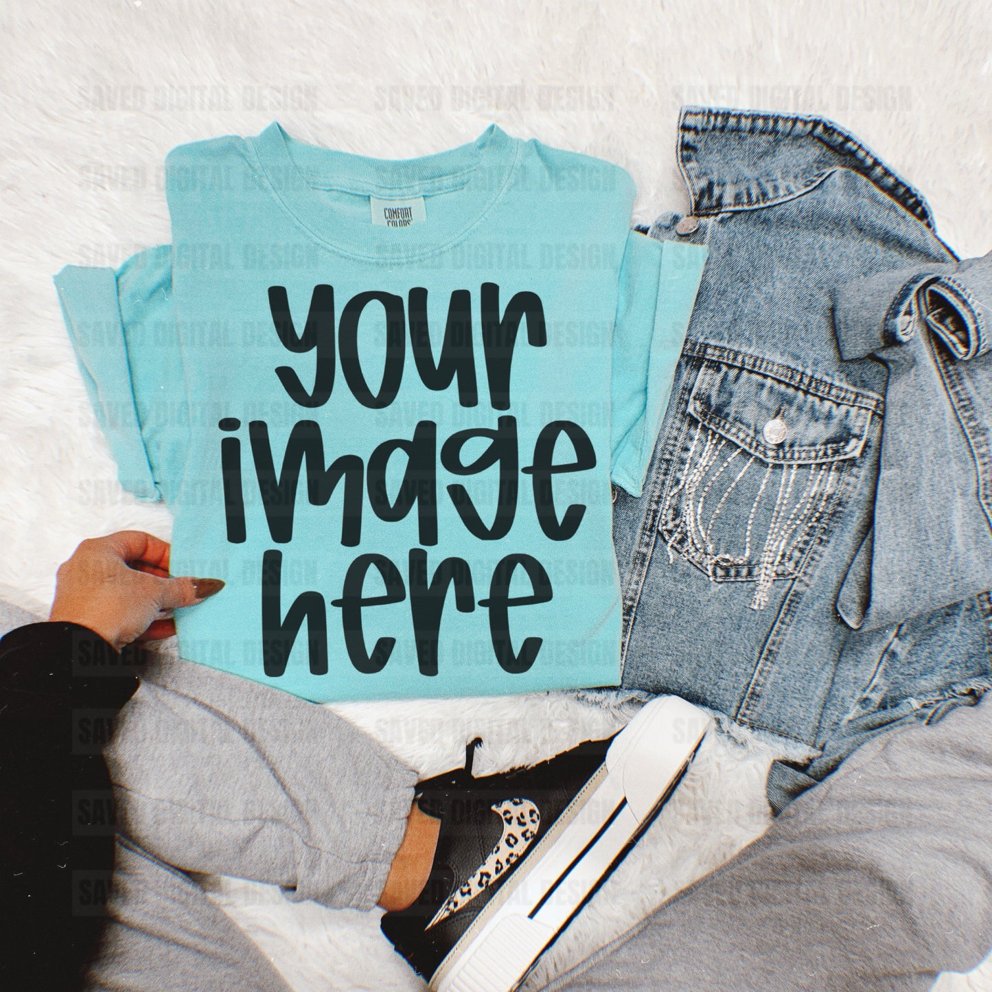 LAGOON COMFORT COLOR T-SHIRT FLAT LAY MOCK JEAN JACKET