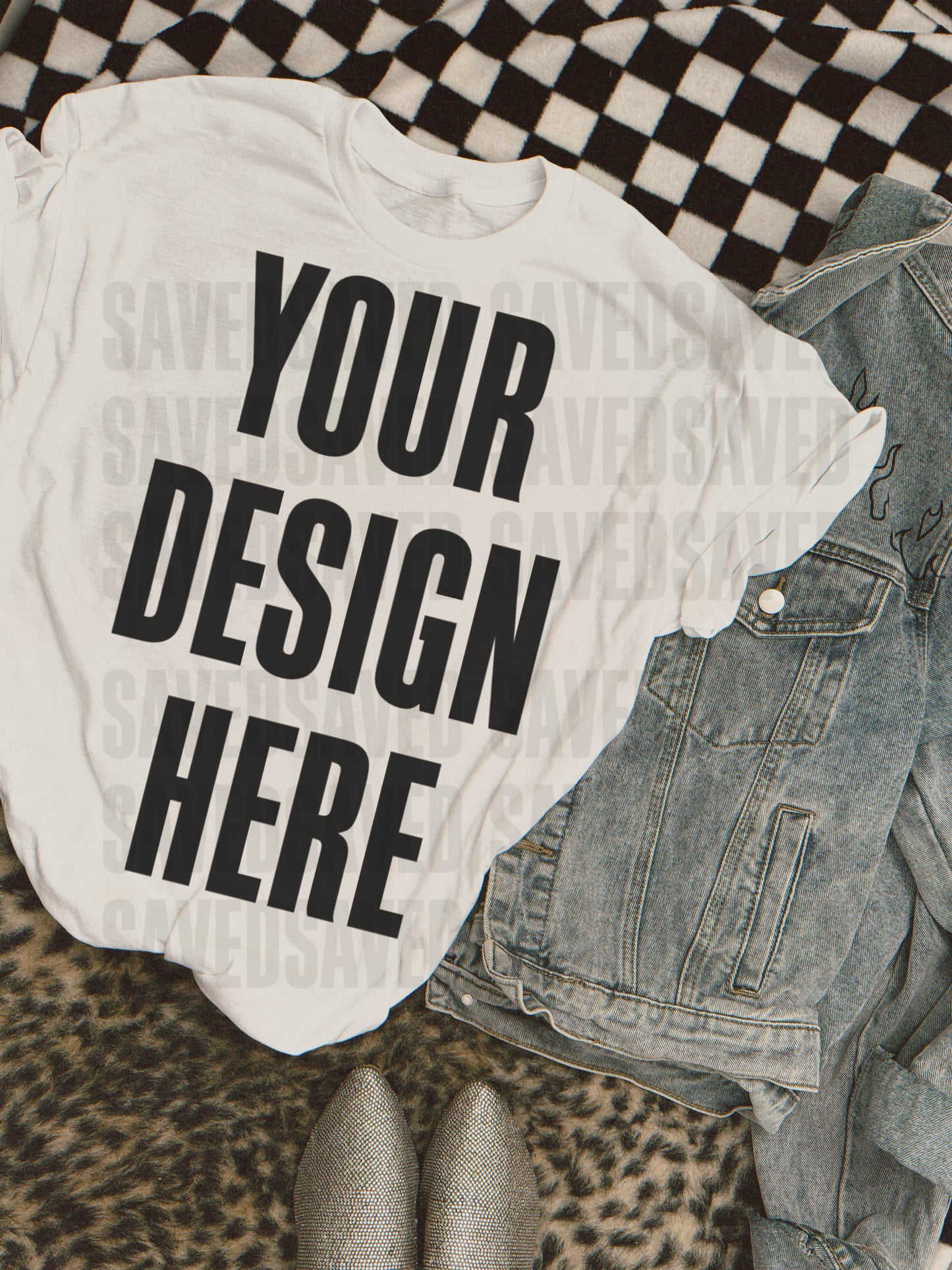 WHITE TEE WITH FLAME JACKET MOCK