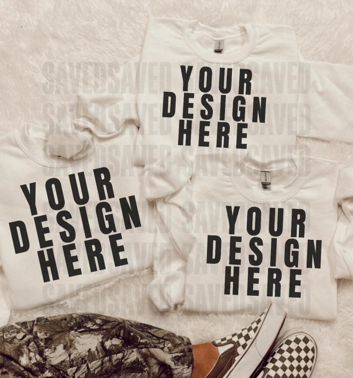 GILDAN WHITE SWEATSHIRT MOCK UP TRIO