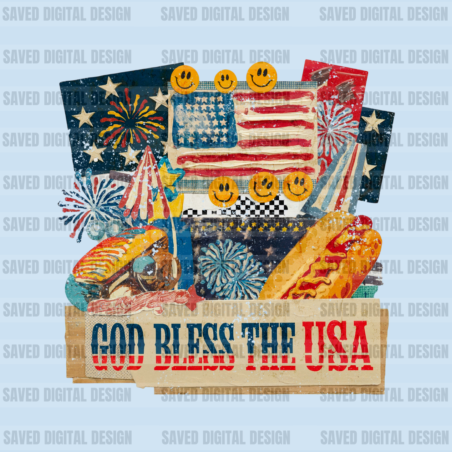 GOD BLESS THE USA SCRAPBOOK COLLAGE