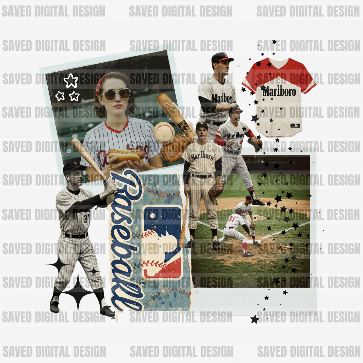 VINTAGE BASEBALL COLLAGE
