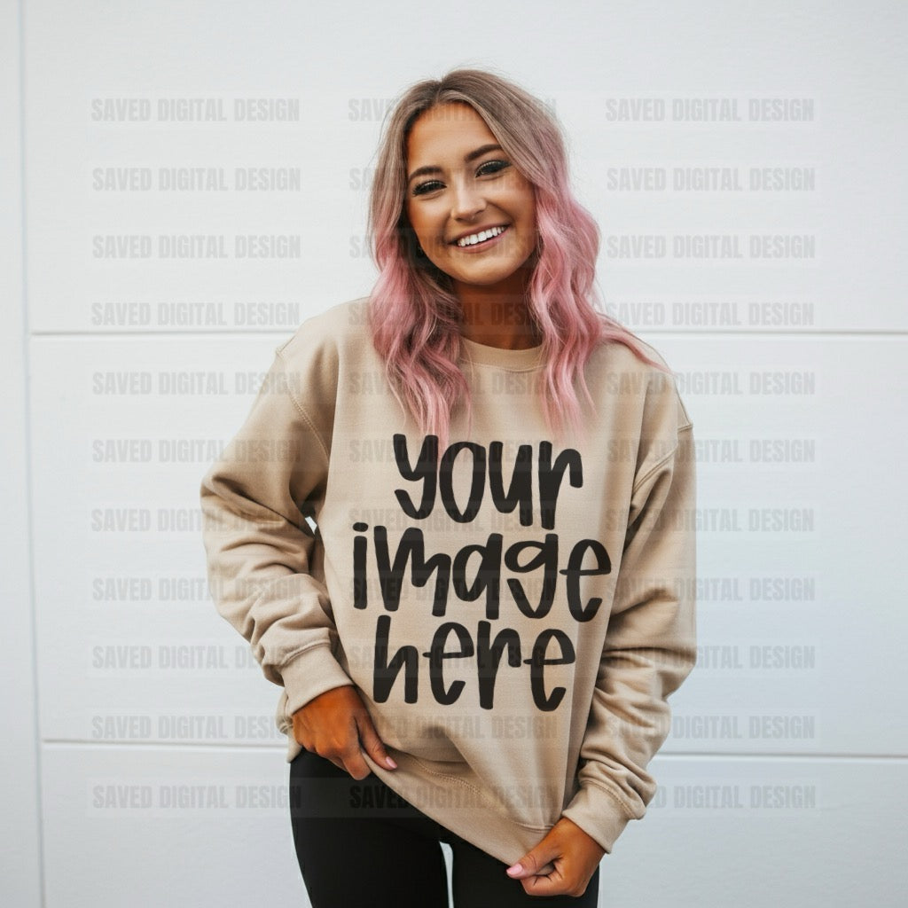 SAND GILDAN SWEATSHIRT MOCK