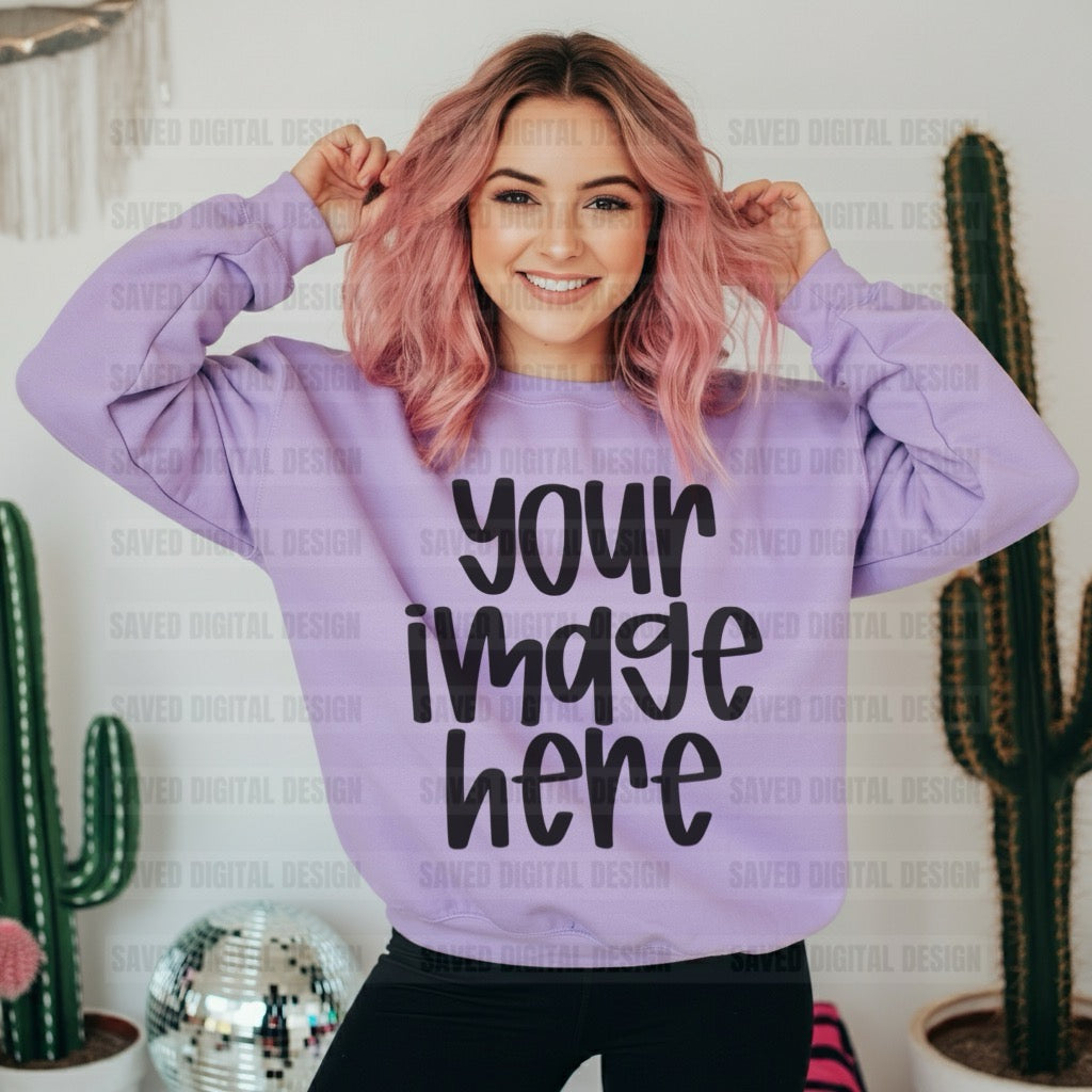 LAVENDER GILDAN SWEATSHIRT MOCK