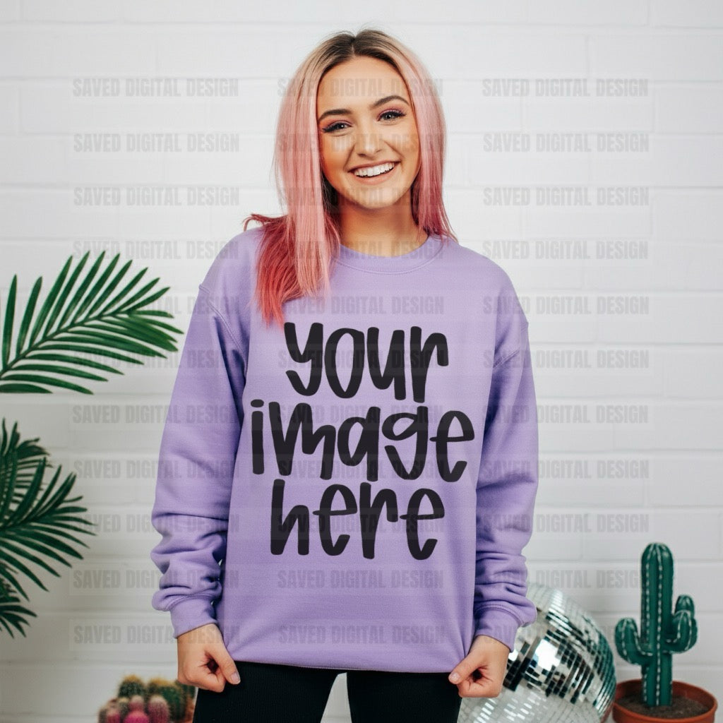 LAVENDER GILDAN SWEATSHIRT MOCK