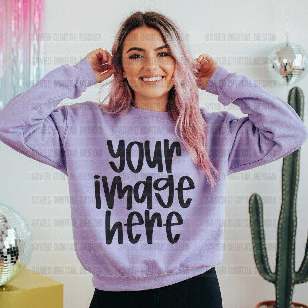 LAVENDER GILDAN SWEATSHIRT MOCK