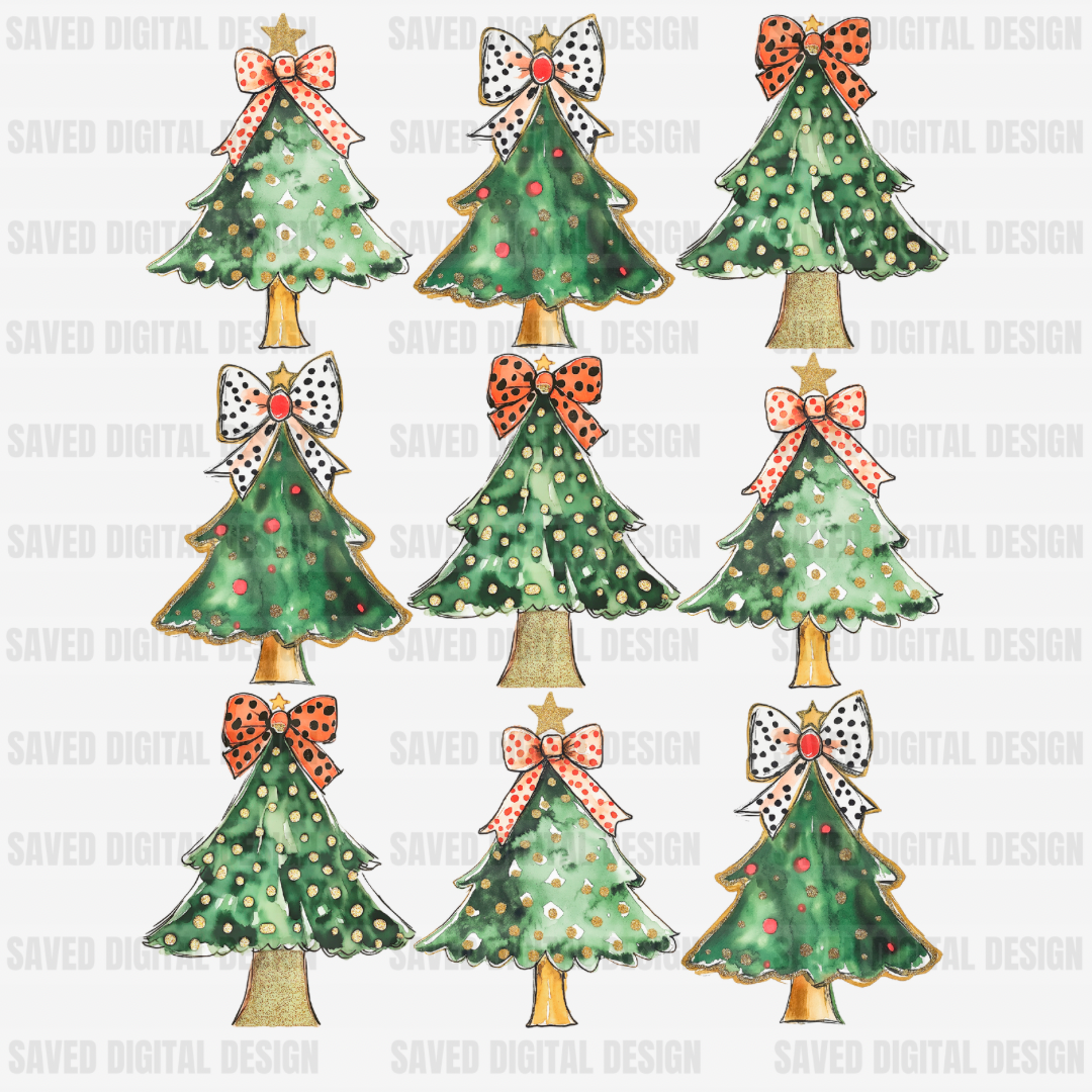 COQUETTE WATERCOLOR GLITTER TREE COLLAGE