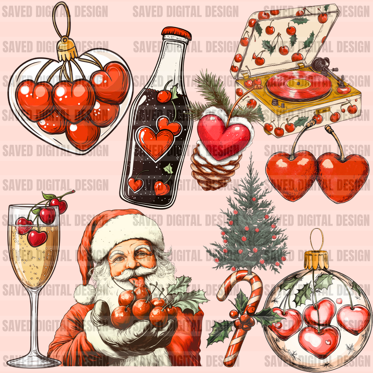 CHERRY BOMB CHRISTMAS CLIP BUNDLE OF 10
