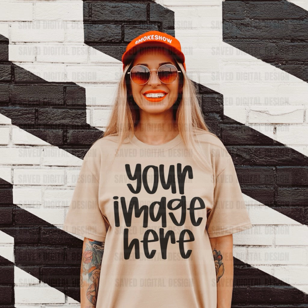 UNBRANDED SAND T-SHIRT MOCK