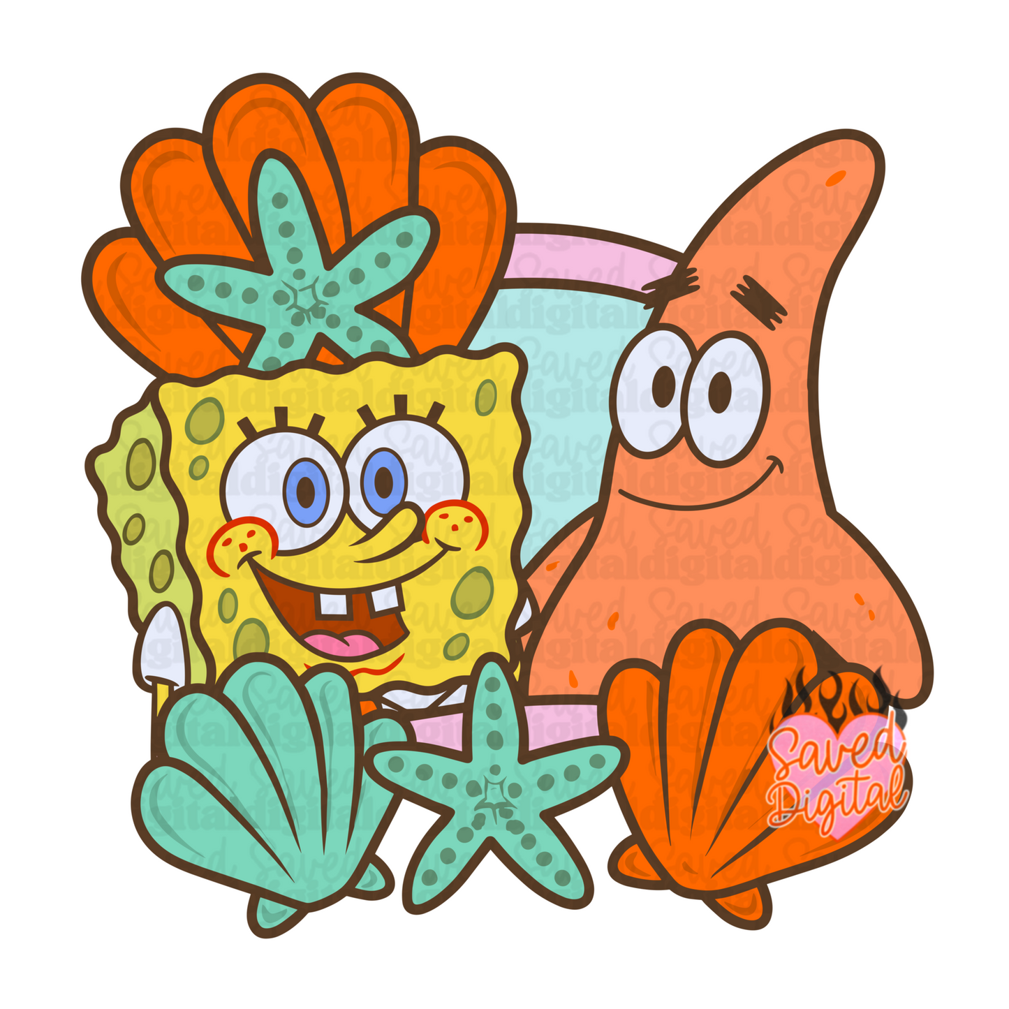 SPONGE SEASHELL FRAME PNG OR CLIPART
