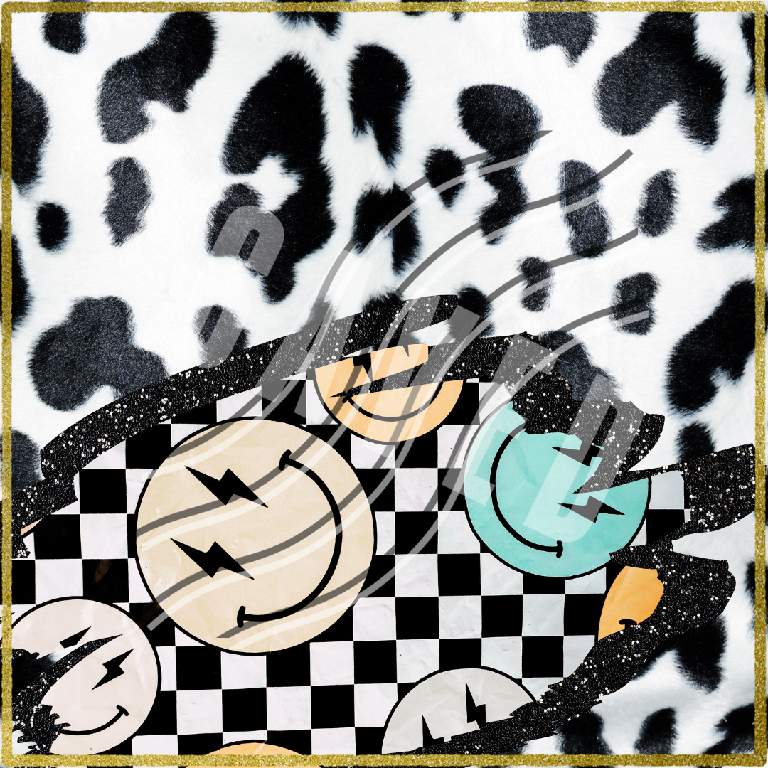 COW PATTERN CHECKERED BLANK ADVERTISEMENT GRAPHIC