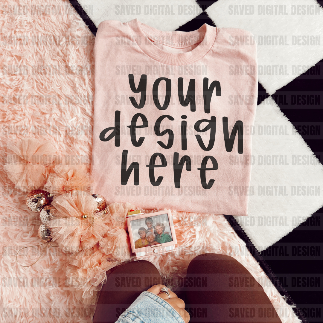 GILDAN LIGHT PINK TEE MOCK