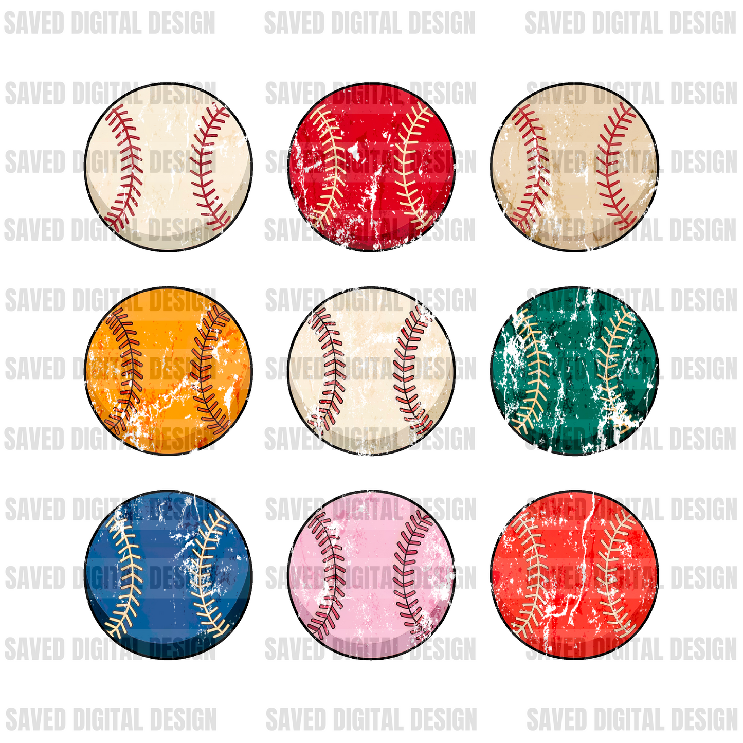 DISTRESSED COLORFUL BASEBALL