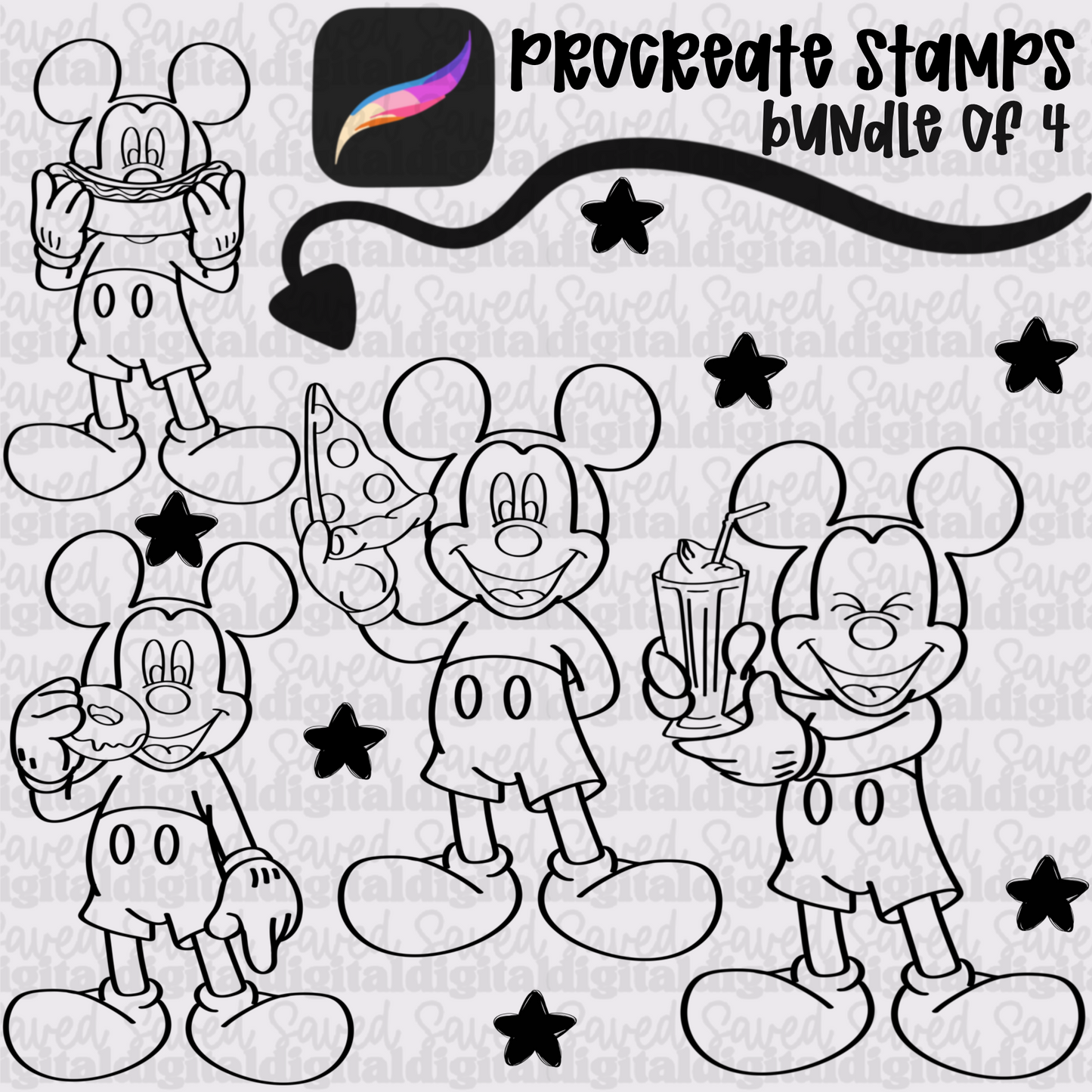 MICKEY FOOD PROCREATE BRUSH SET OF 4 COMMERCIAL USE INCLUDED - NO REP CODES