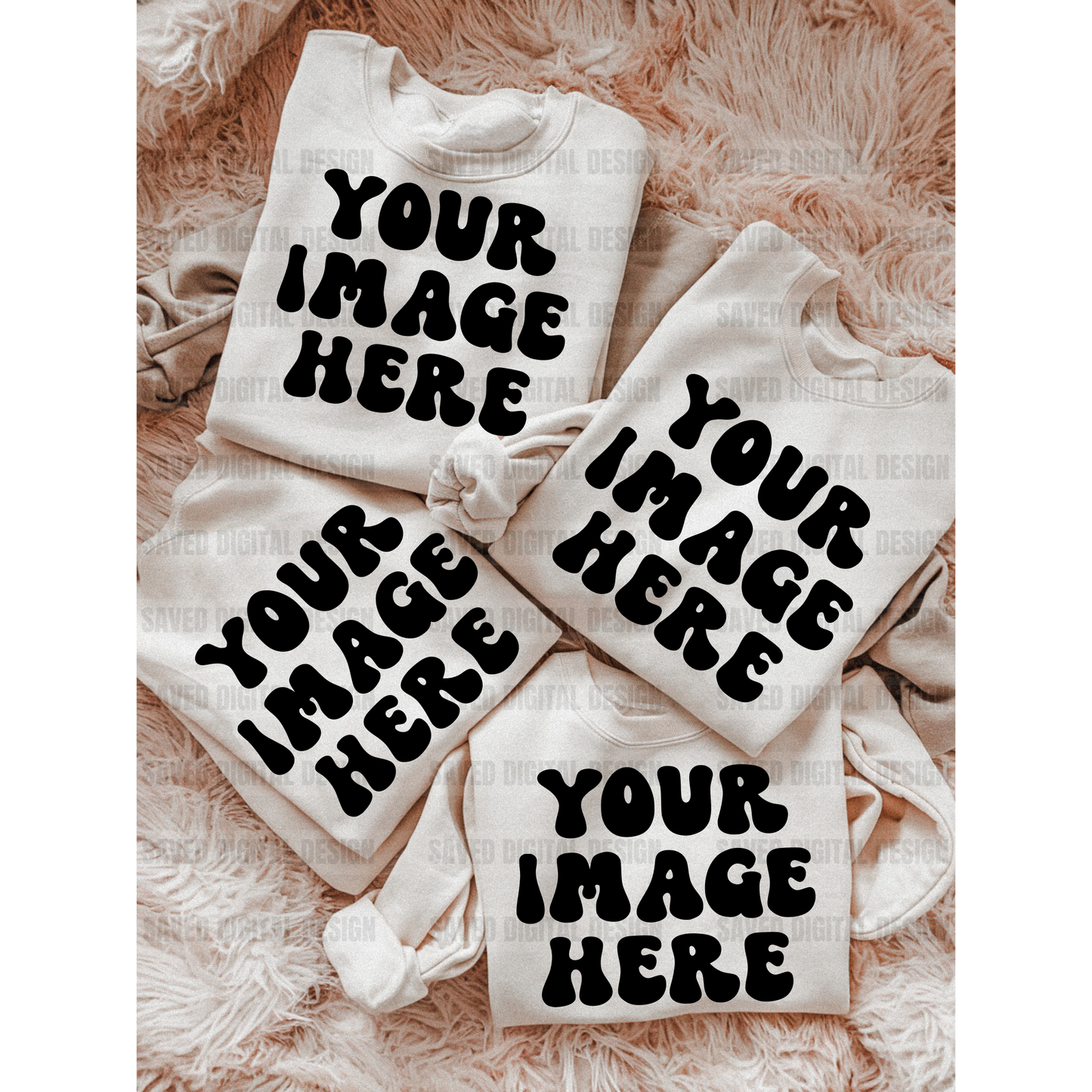 SAND UNBRANDED GROUP OF 4 SWEATSHIRT FLAT LAY MOCK