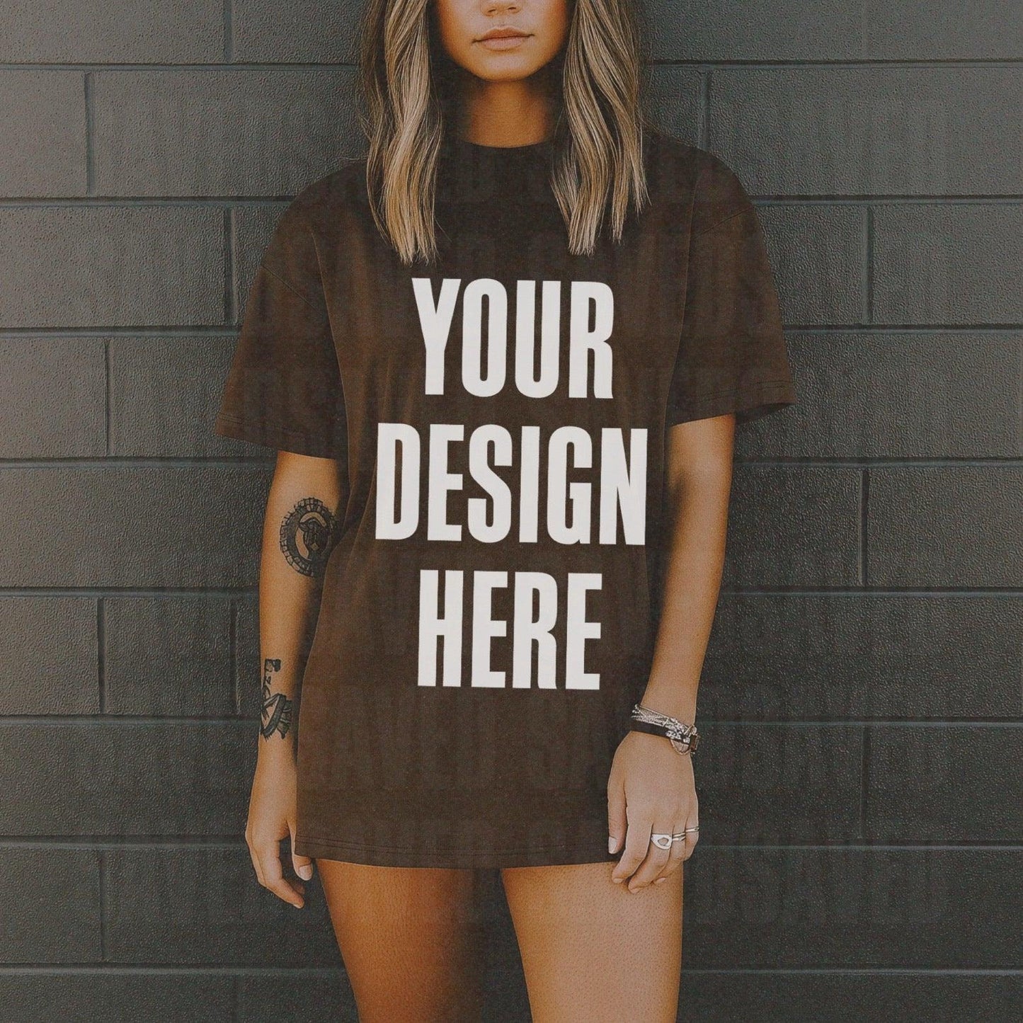 GILDAN BROWN TEE MOCK