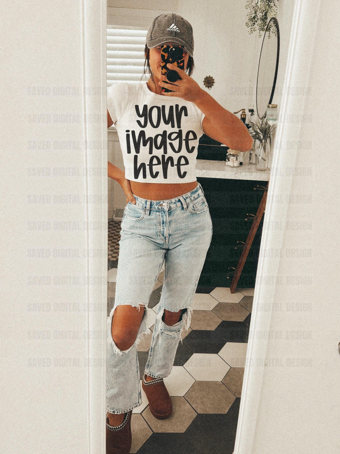 REAL LIFE MOCK: UNBRANDED CROPPED WHITE TEE