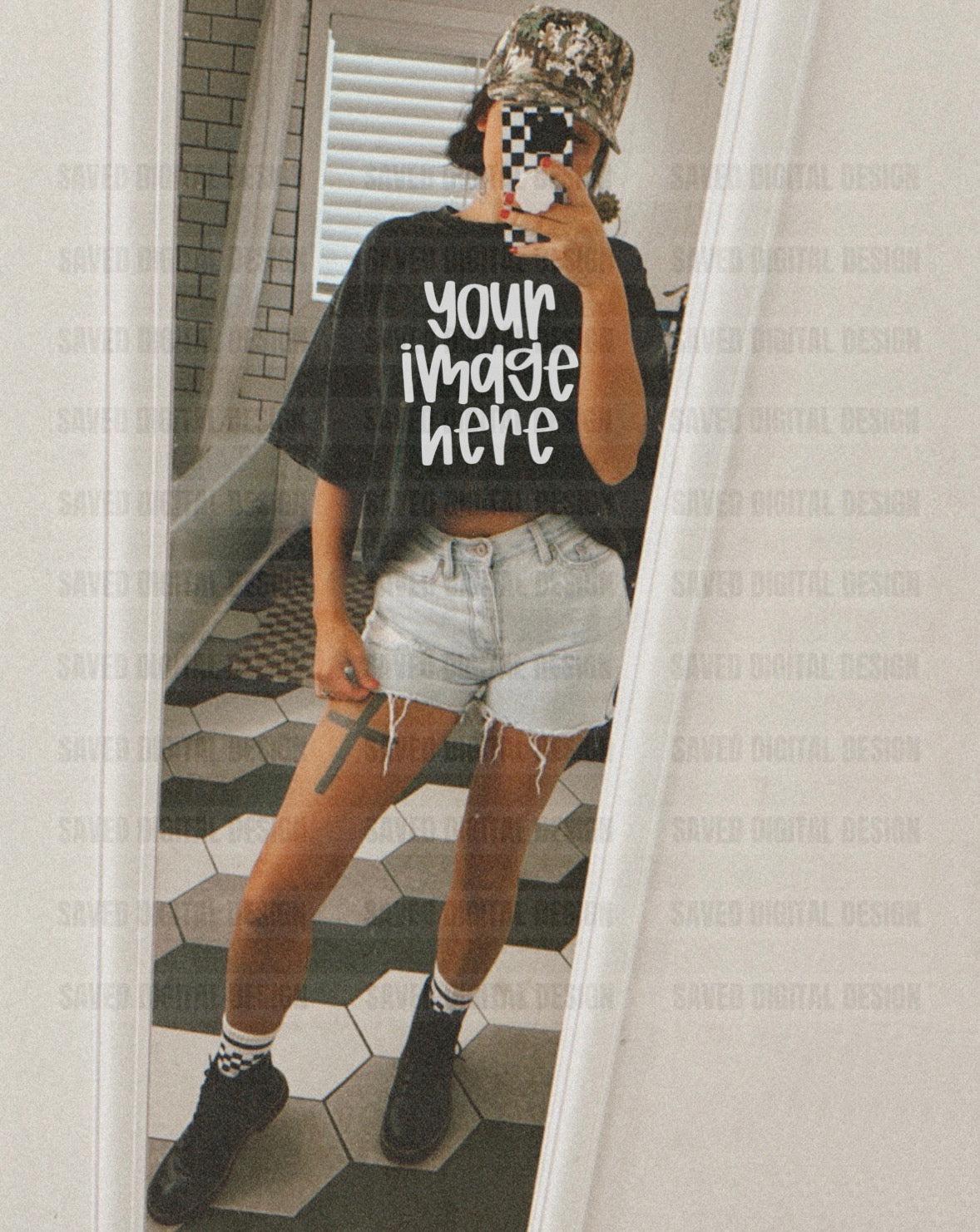 REAL LIFE MOCK: GILDAN BLACK T-SHIRT
