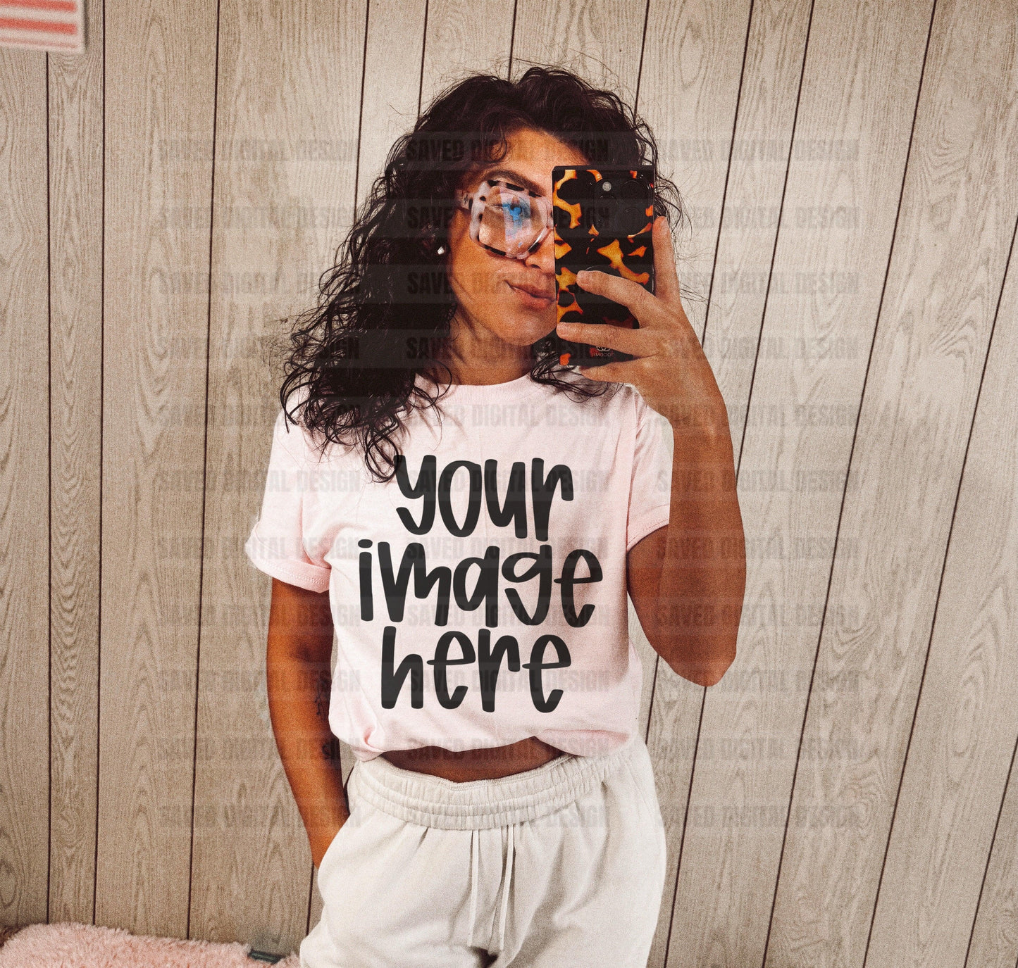 REAL LIFE MOCK: GILDAN LIGHT PINK T-SHIRT