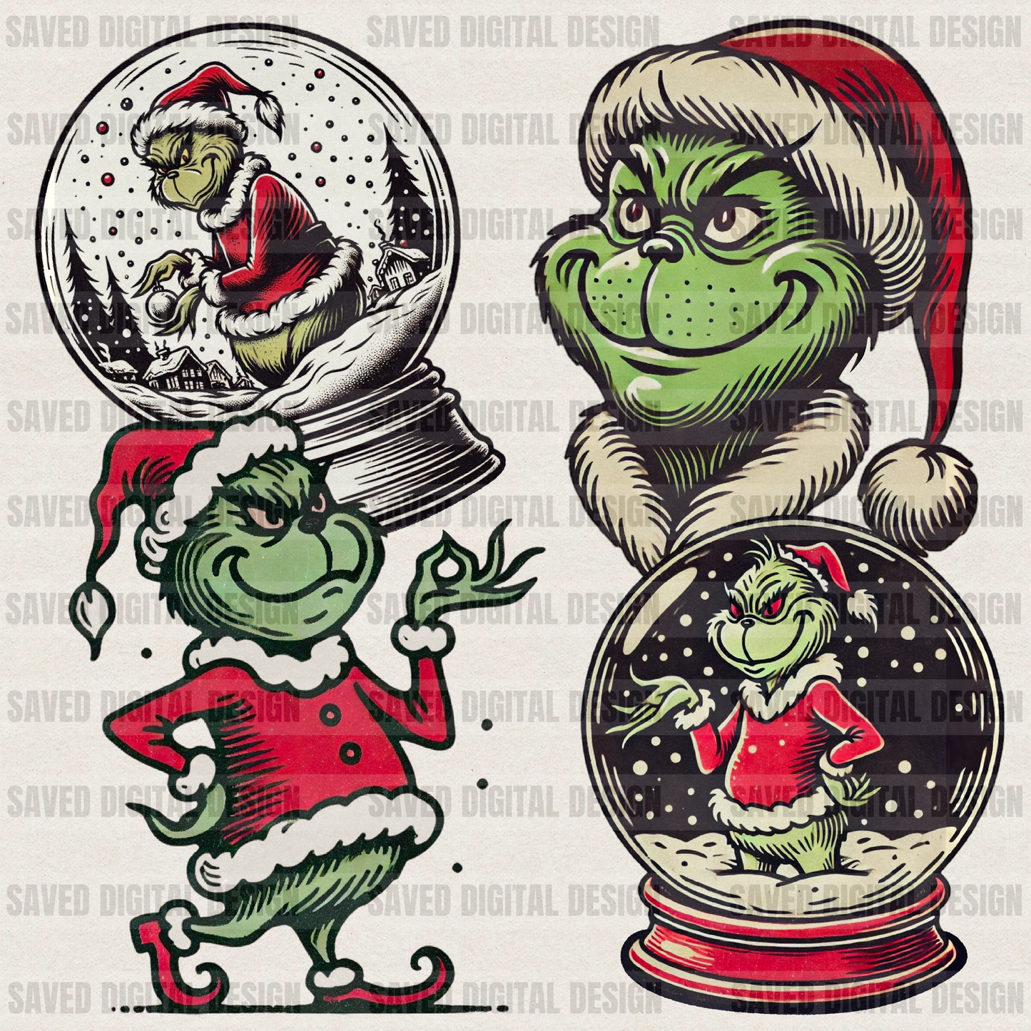 GREEN GUY VINTAGE TATTOO STYLE CLIPART BUNDLE