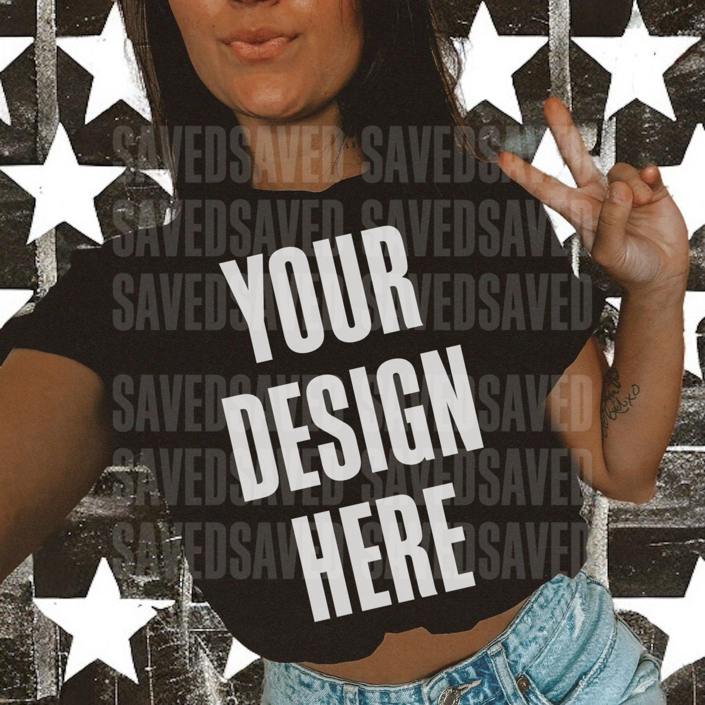 BUSY BACKGROUND MOCK GILDAN BLACK