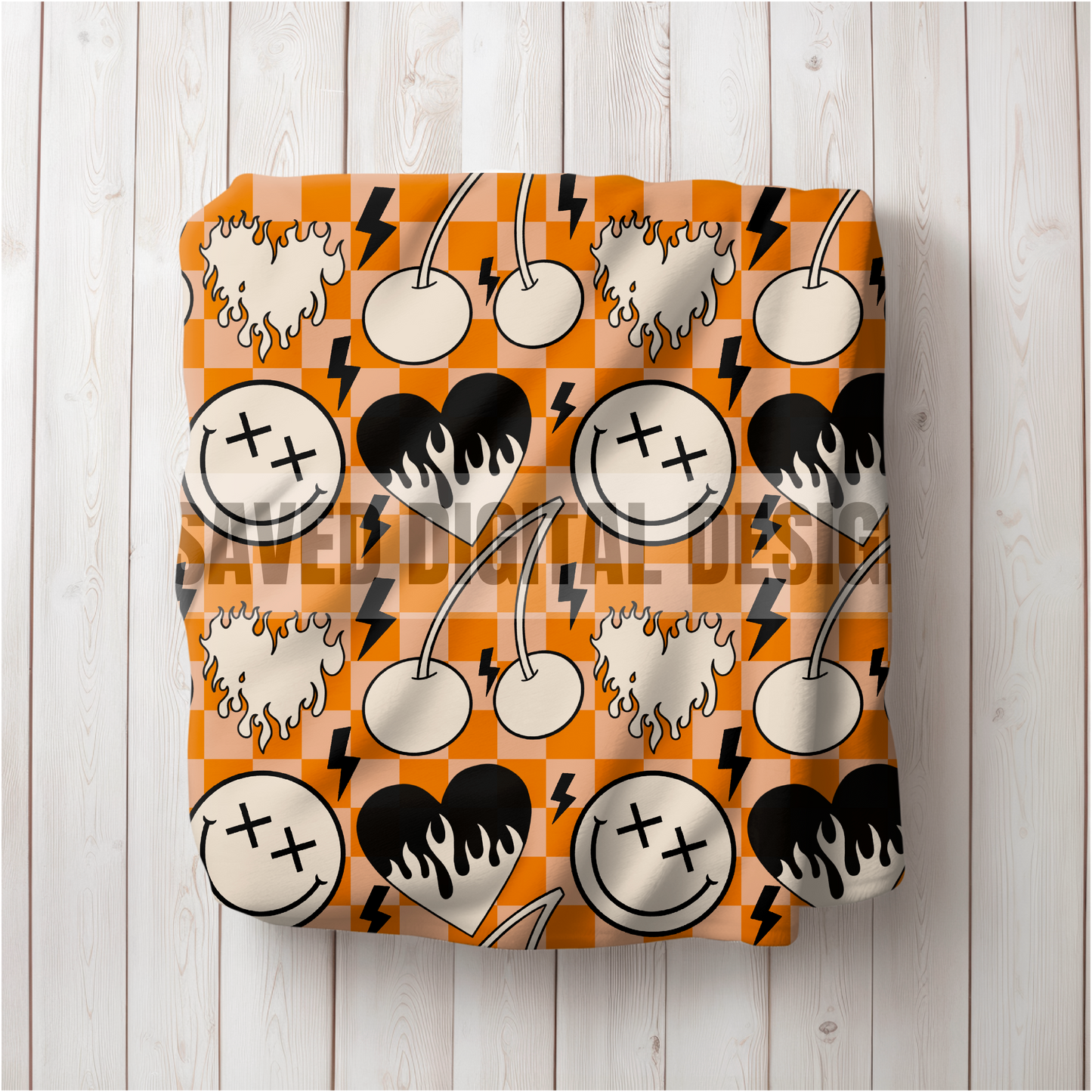 CHECKERED FLAMIN HEART CHERRIES SEAMLESS