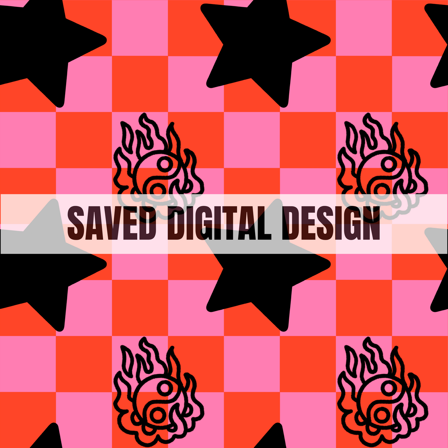 PINK CHECKERED STAR SEAMLESS