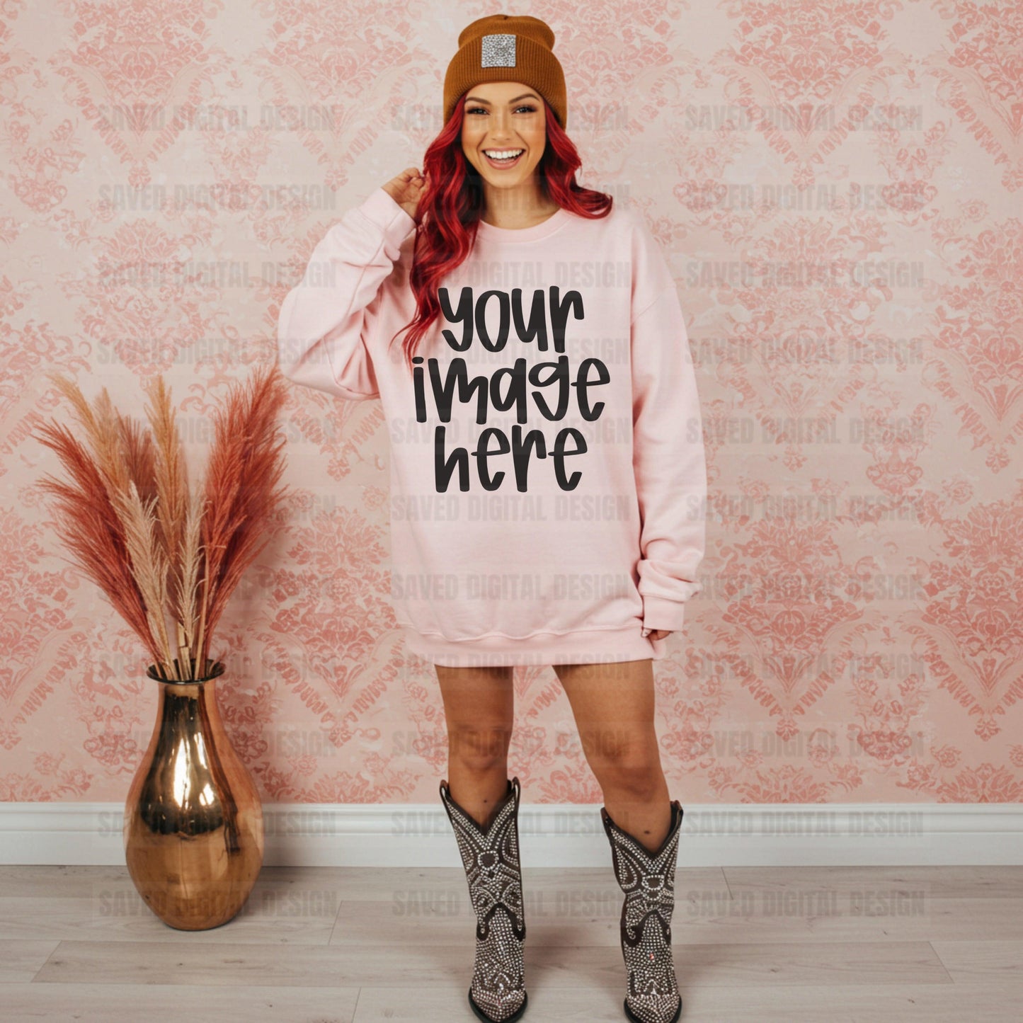 GILDAN LIGHT PINK SWEATSHIRT MOCK
