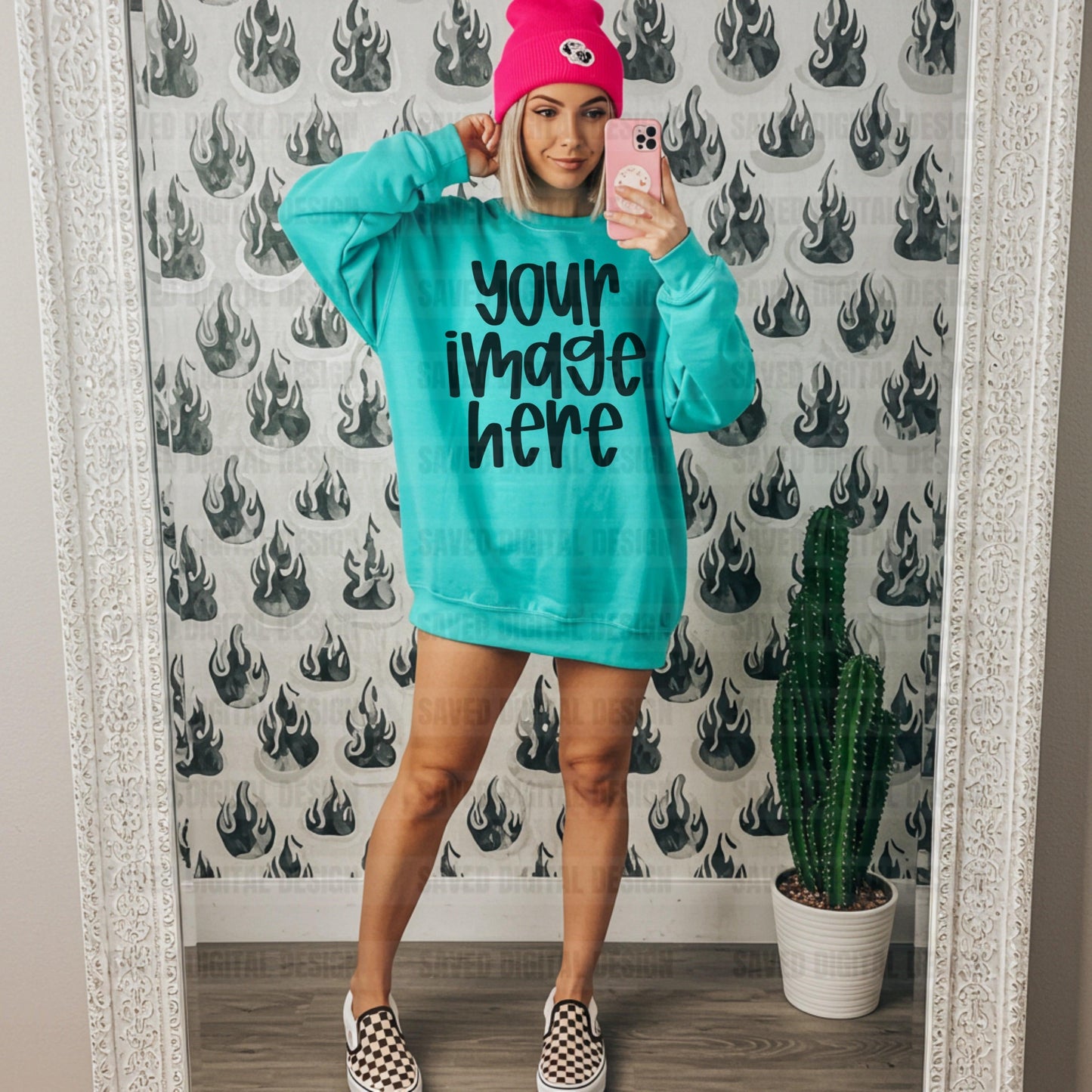 GILDAN TURQUOISE SWEATSHIRT MOCK