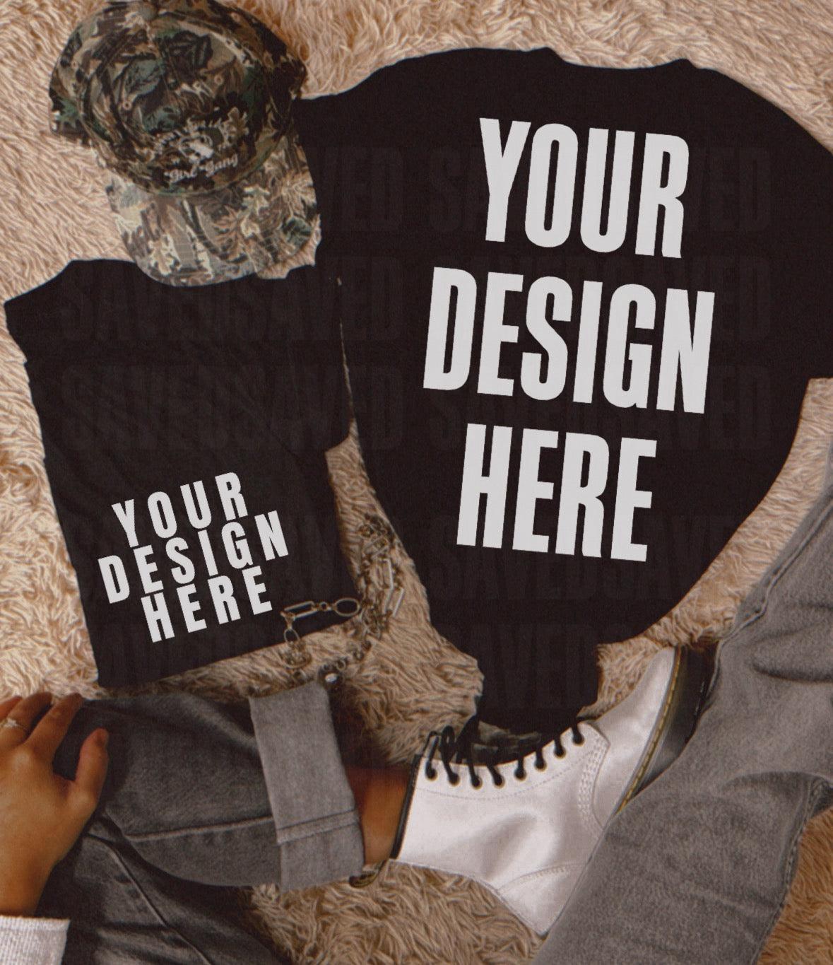 BLACK FRONT + BACK TEE MOCK