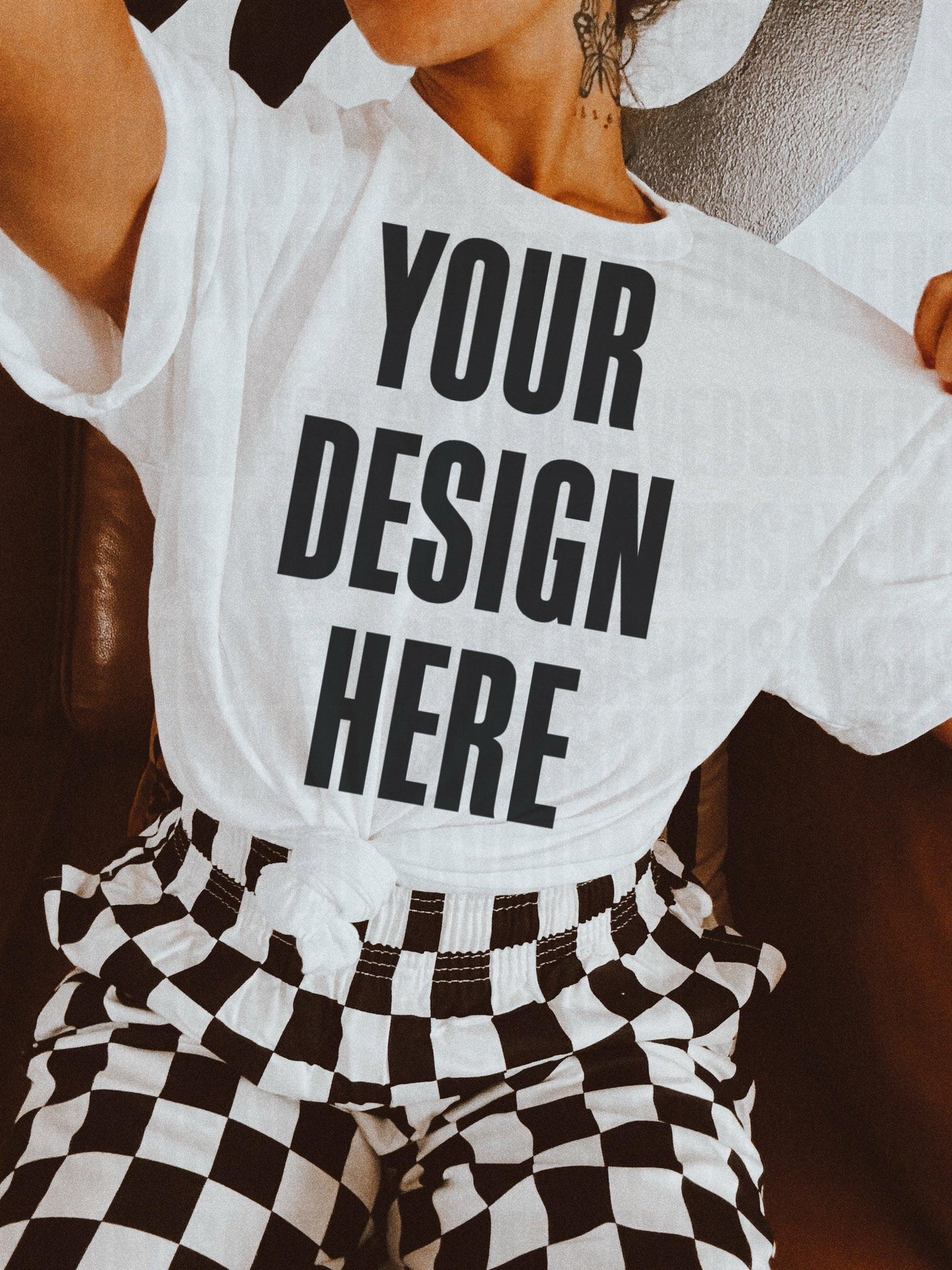 MODELED WHITE TEE MOCK