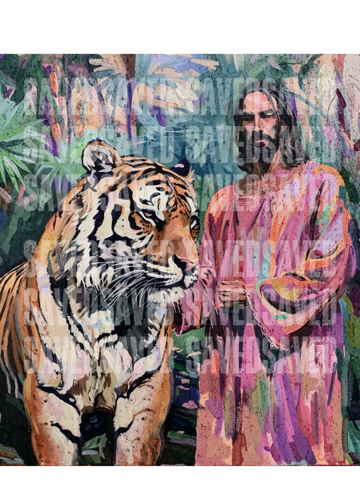 JESUS AND A TIGER PAINTING PNG