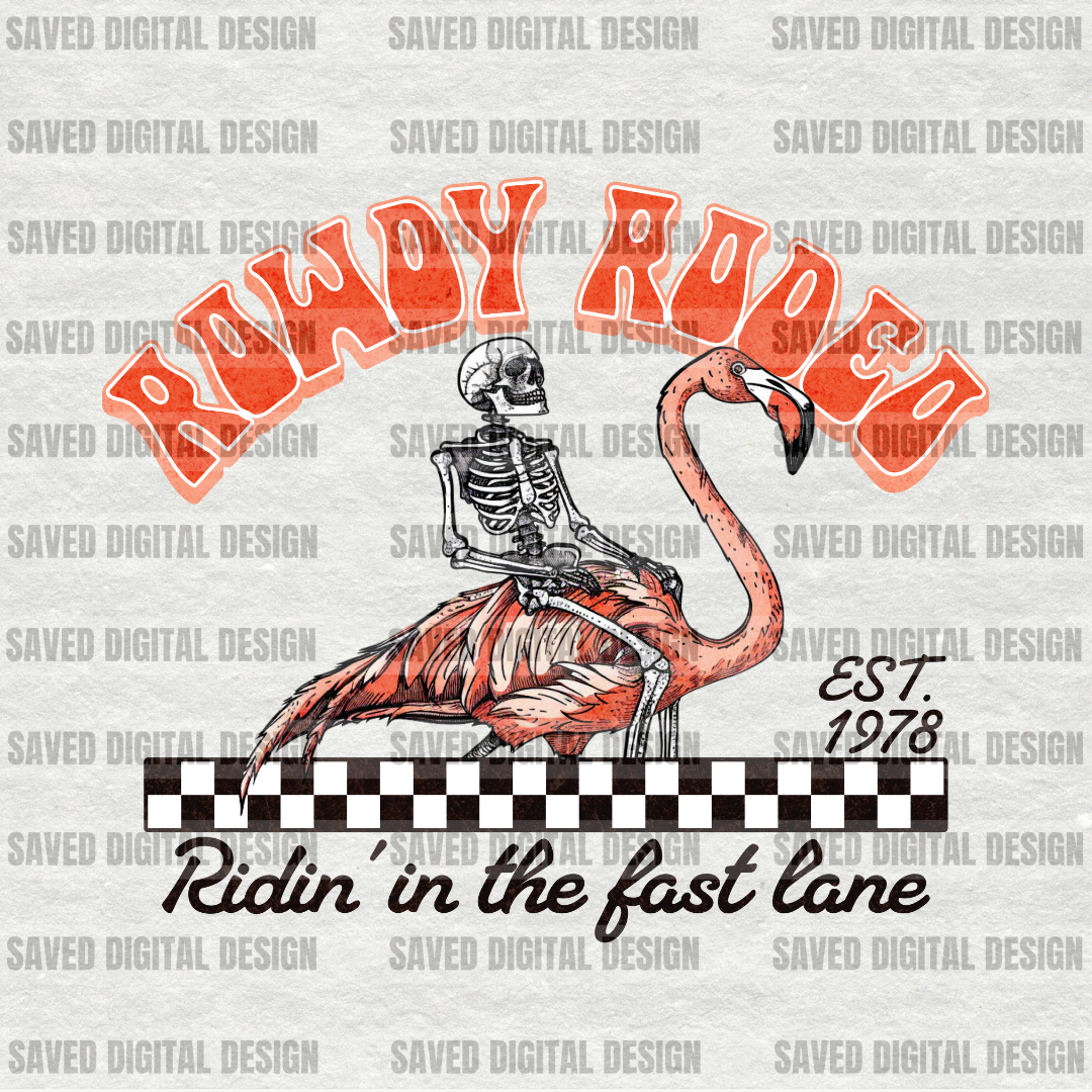 ROWDY RODEO FLAMINGO PNG