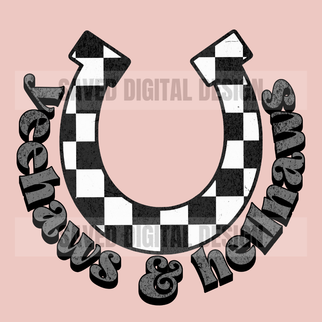 YEEHAWS HELLNAWS HORSESHOE PNG