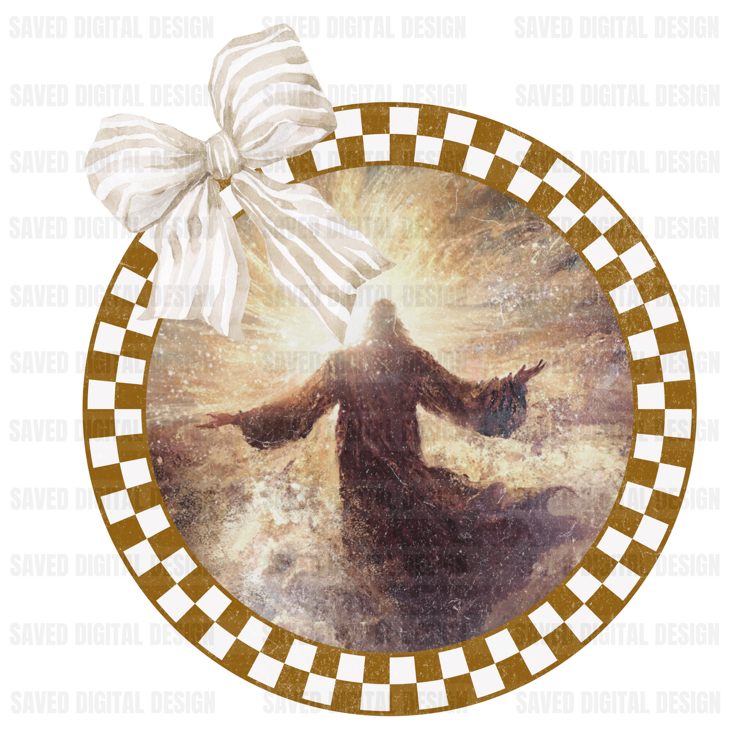GOD RETURNING CHECKERED BOW PNG