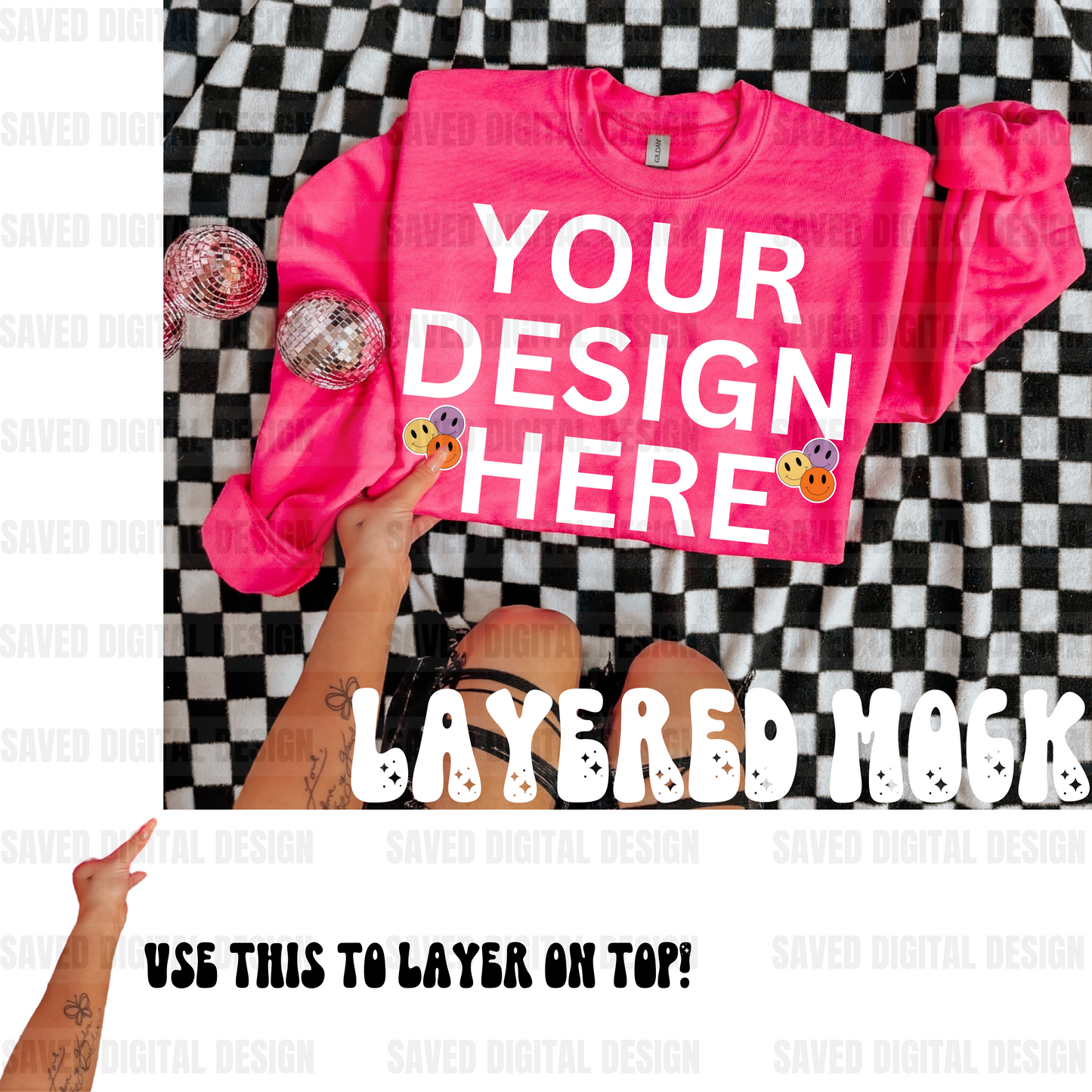 HOT PINK LAYERED MOCK