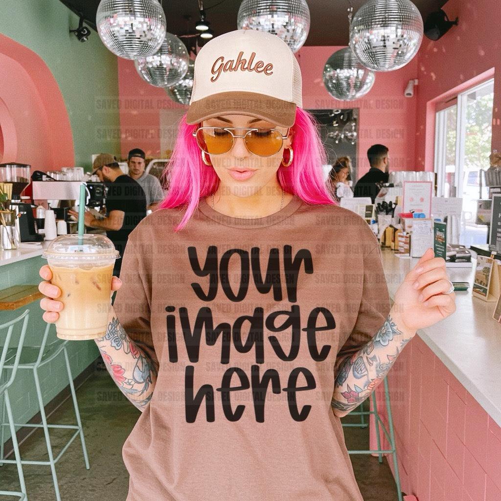 UNBRANDED BROWN TEE COFFEE SHOP MOCK