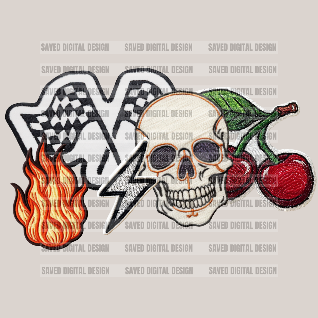 EDGY CHERRY FAUX HAT PATCH CLUSTER PNG
