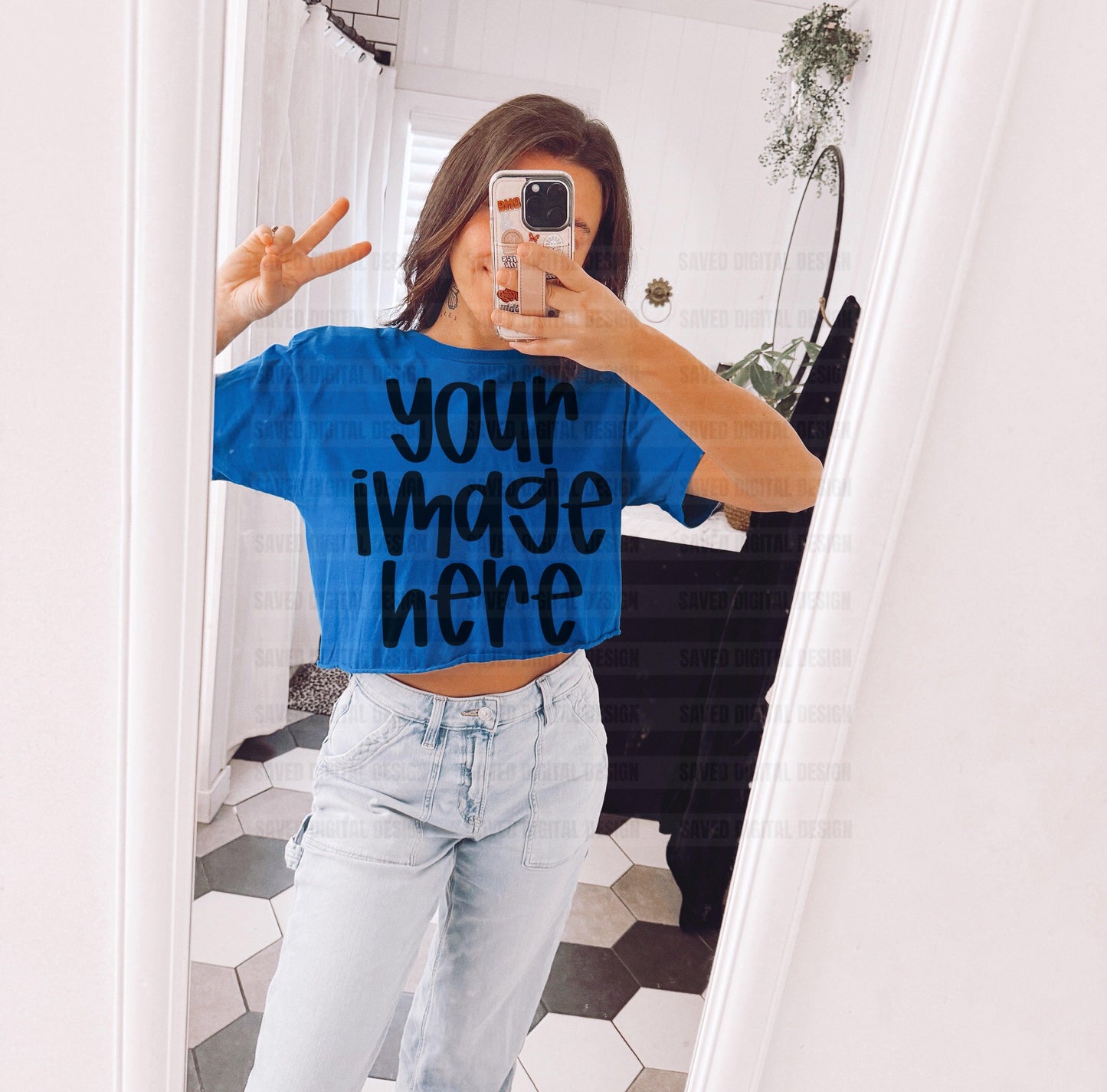 GILDAN ROYAL CROPPED TEE MOCK