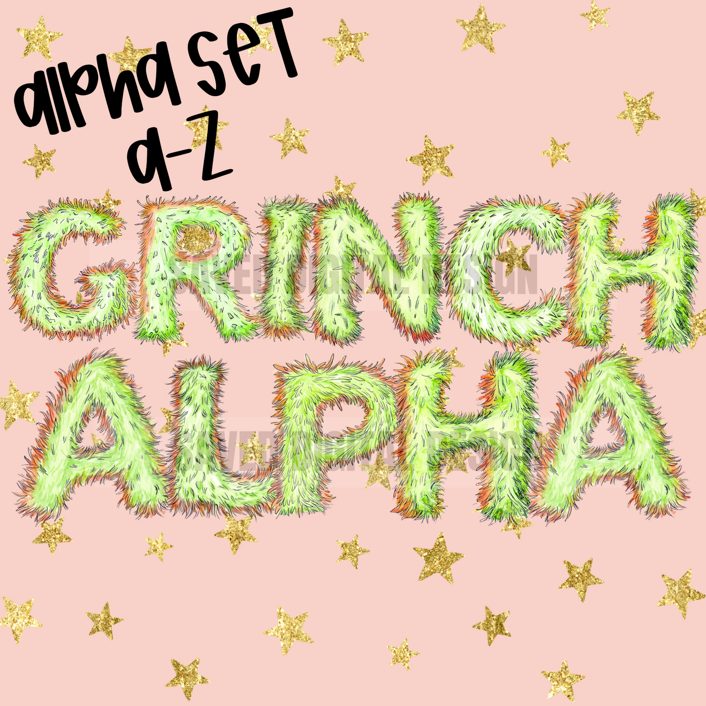 GREEN FUR WATERCOLOR ALPHA SET A-Z