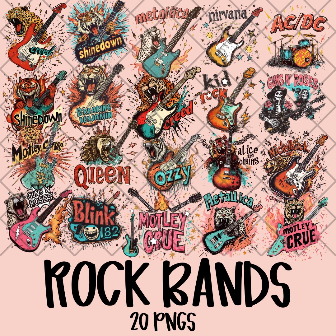 ROCK BAND BUNDLE OF 20 PNG'S