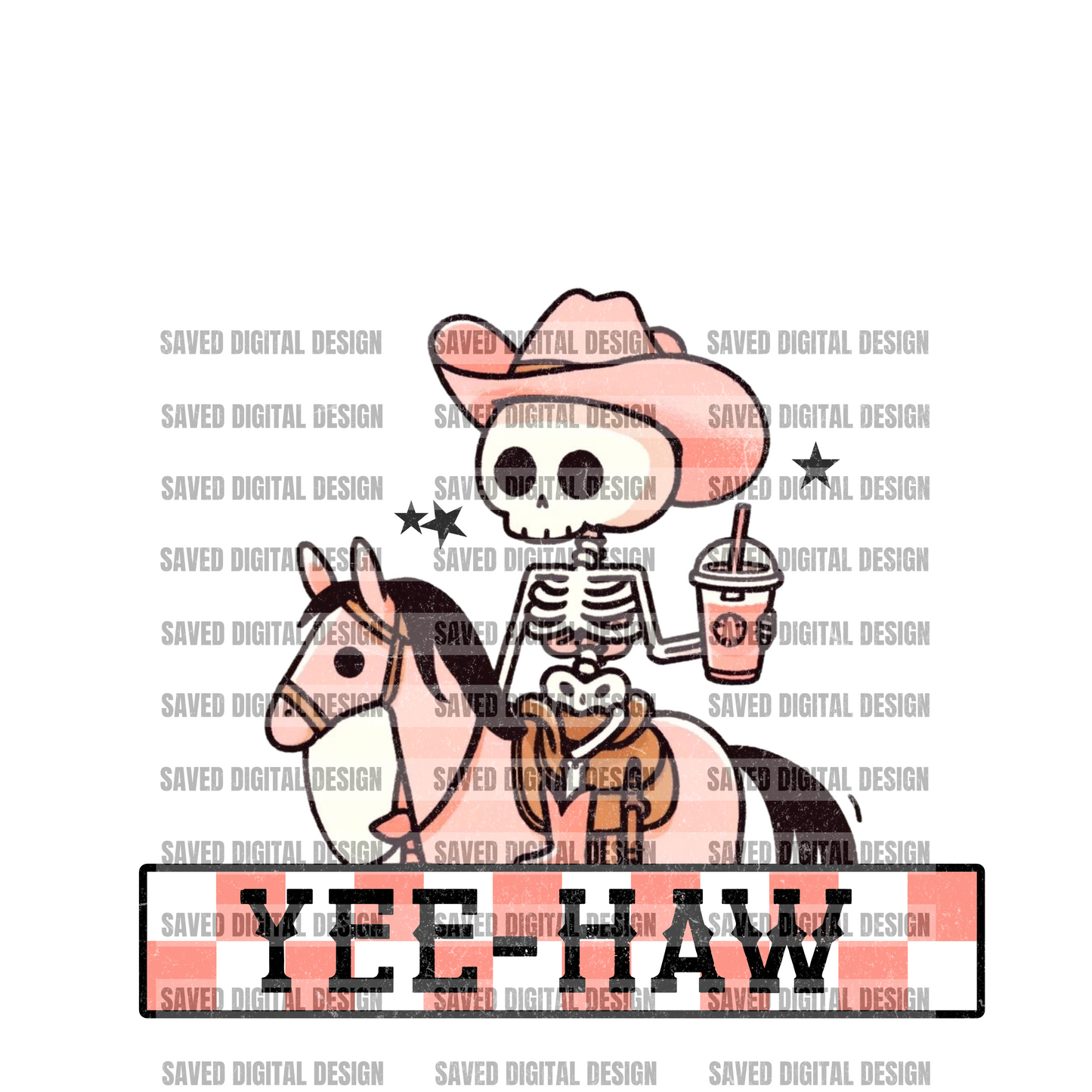 YEE-HAW SKELETON COWGIRL PNG