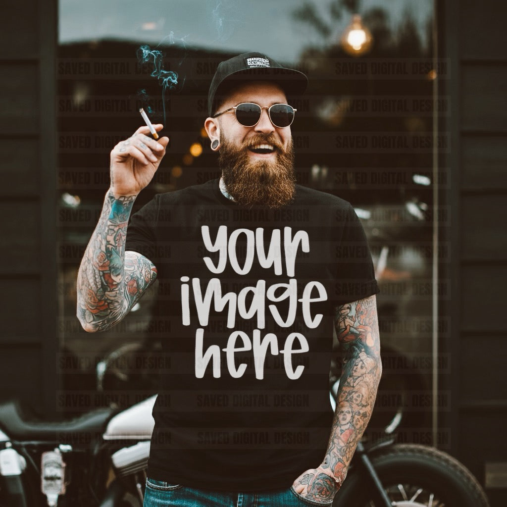 UNBRANDED BLACK T-SHIRT MOCK MEN