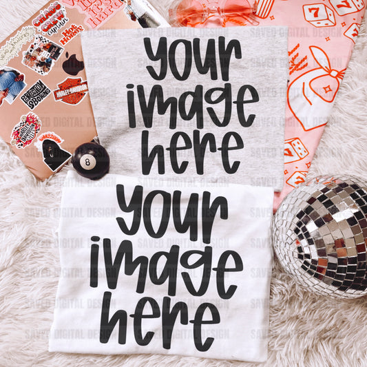 GILDAN ASH + WHITE FLAT LAY TEE MOCK PREPPY PINK