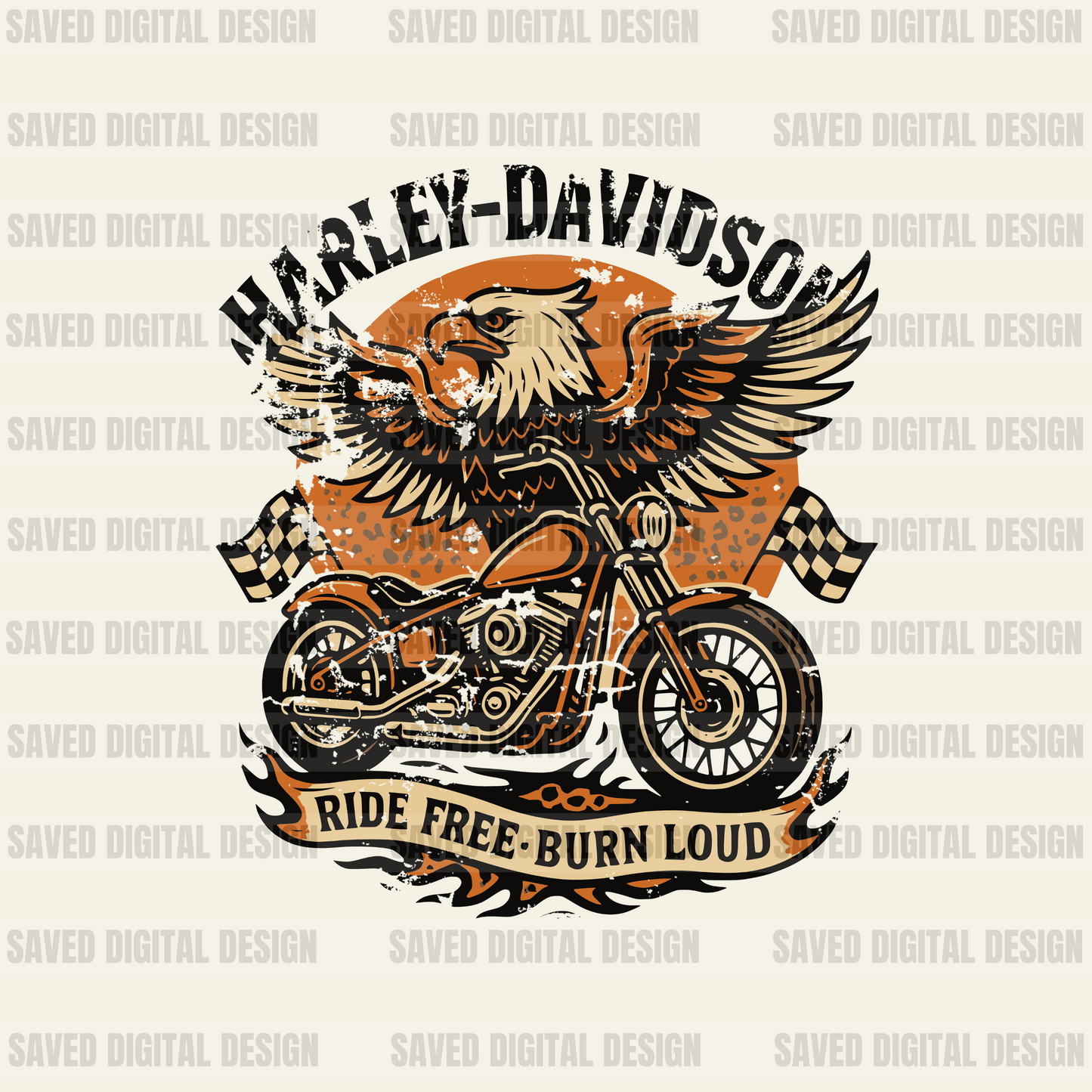 RIDE FREE BURN LOUD HARLEY