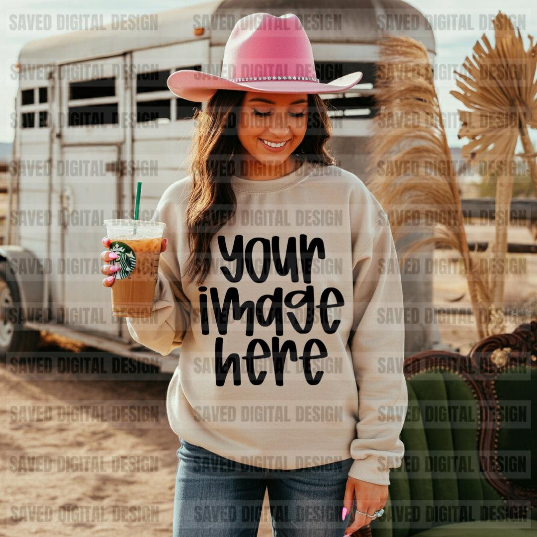 UNBRANDED SAND SWEATSHIRT COWGIRL FRONT MOCKS