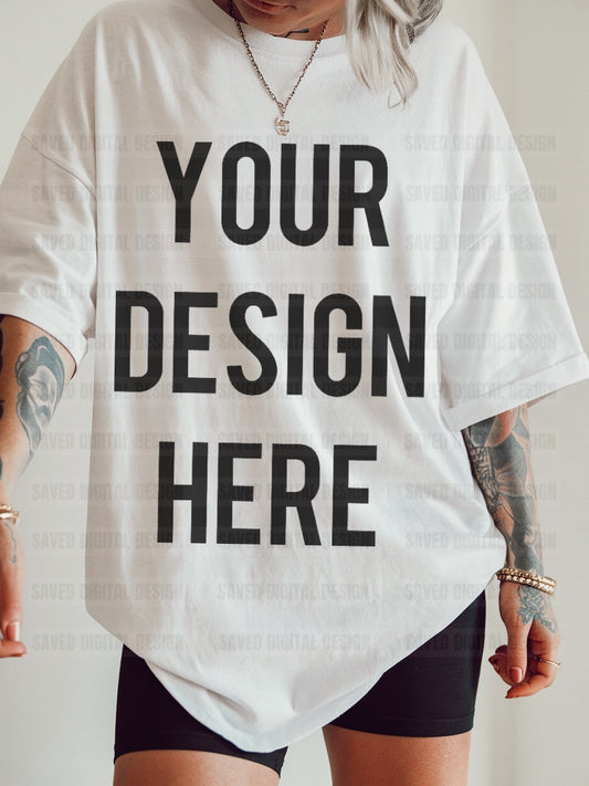 WHITE COMFORT COLOR T-SHIRT MODELED MOCK
